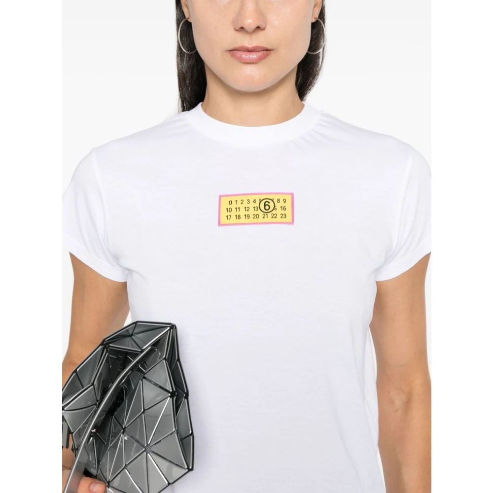 MM6 Maison Margiela Witte Katoenen Jersey Crew Neck T-shirt White Dames