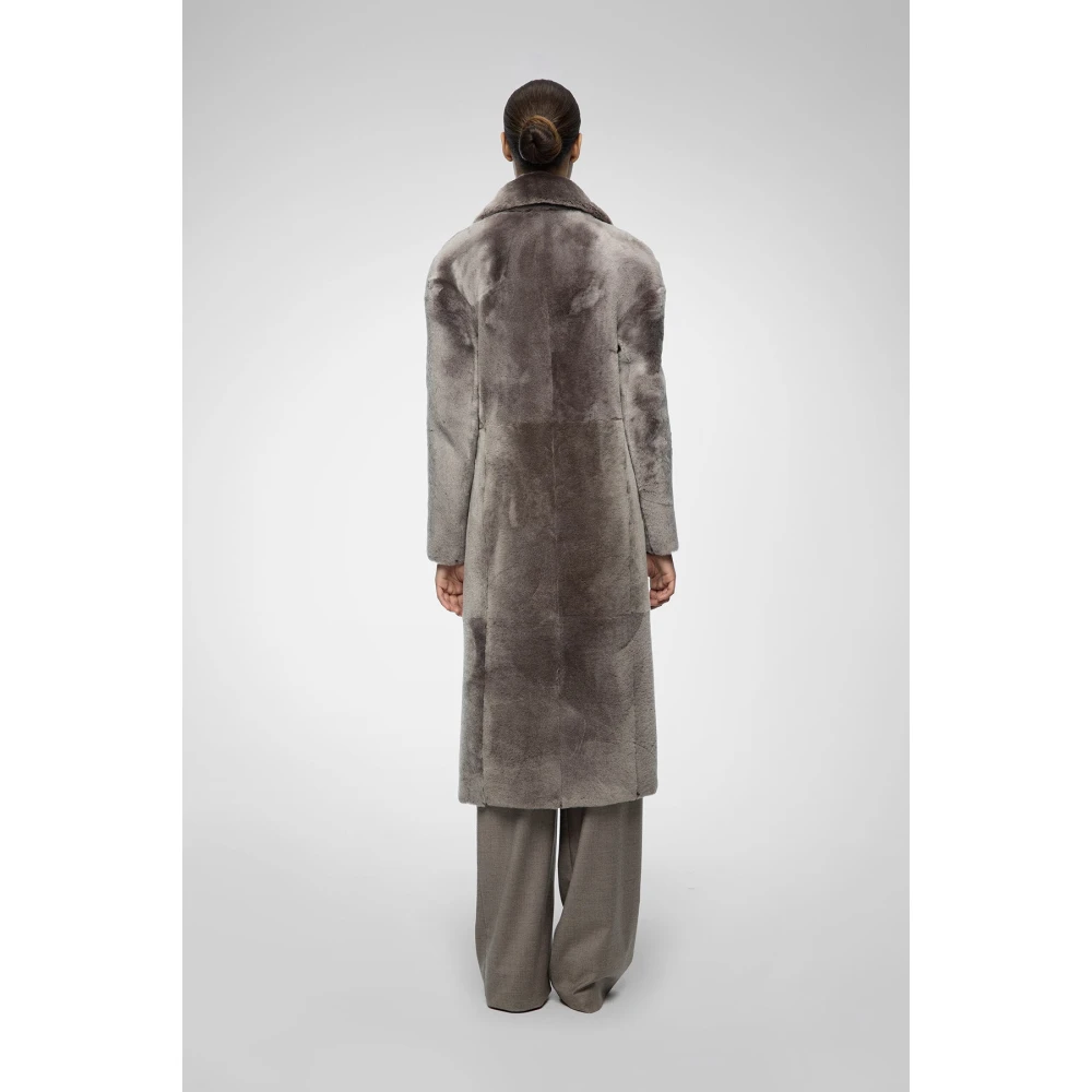 Vespucci by VSP Jennifer Warm Grijs Shearling Jas Gray Dames