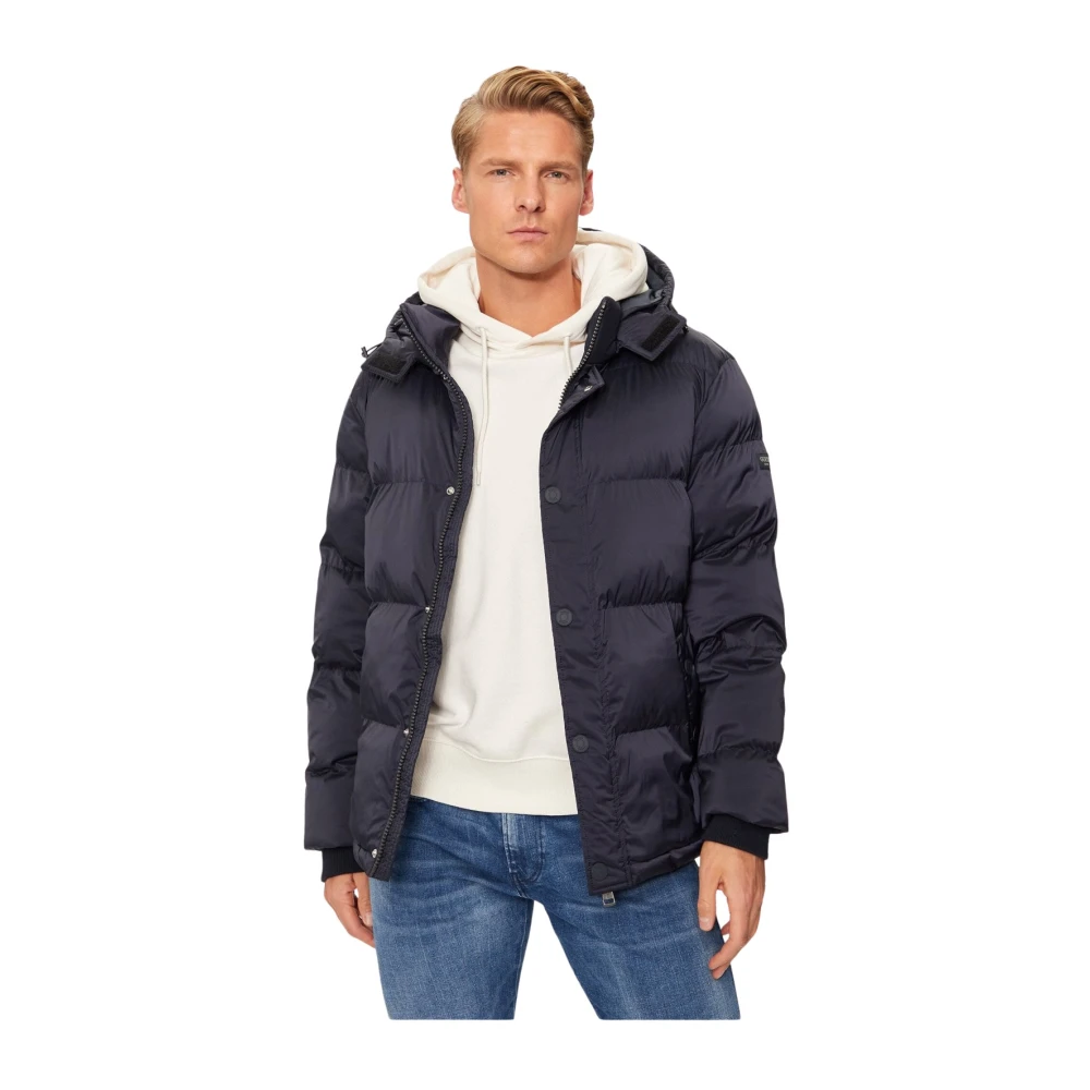 Guess Blå Hooded Puffer Jacket
