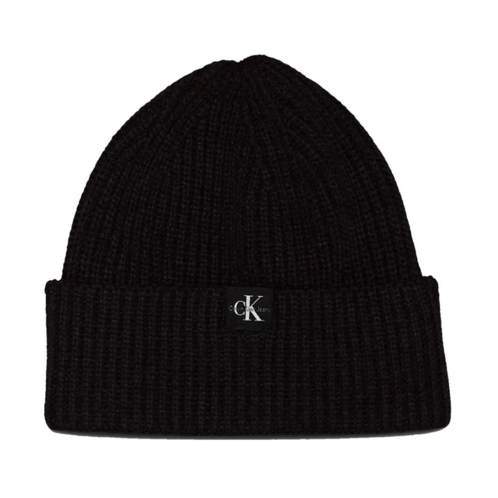 Calvin Klein Men's Black Monogram Rib Beanie - Accessories - S/M - Accessories