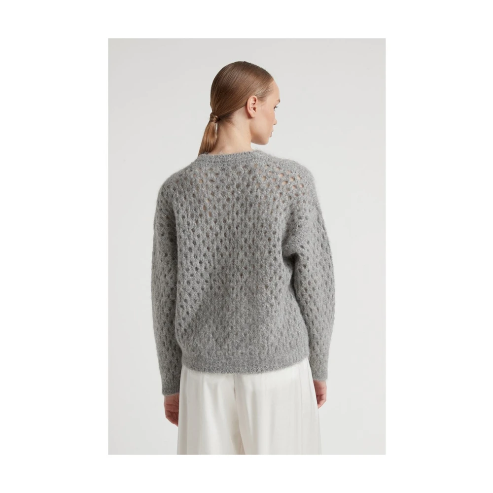 PESERICO Alpaca en Merino Wol Mesh Trui Gray Dames