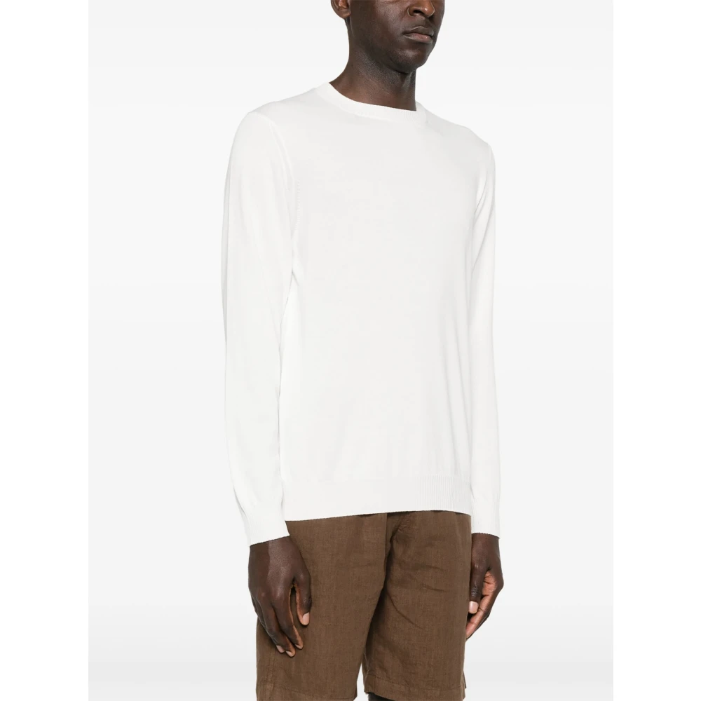 Fedeli Katoenen trui Made in Italy White Heren