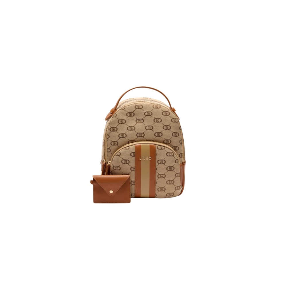 Liu Jo Jacquard M Rugzak met LJ Letters Beige Dames