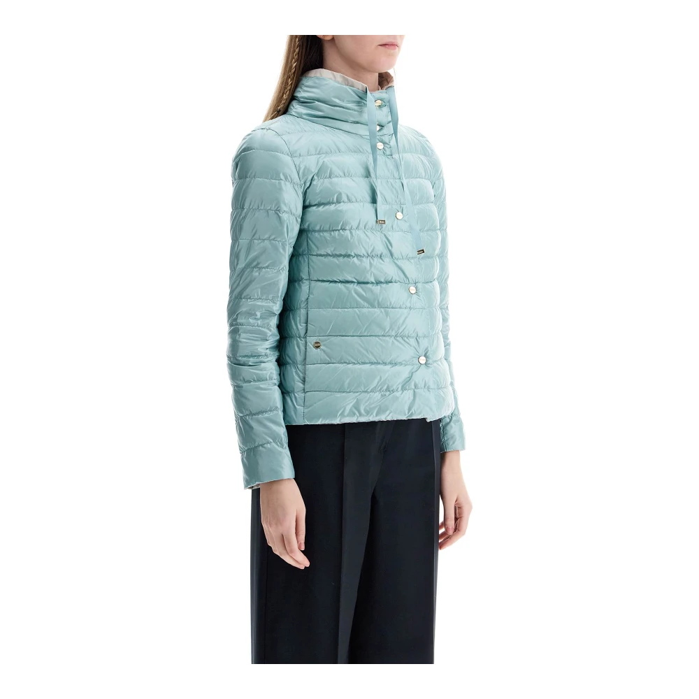 Herno IJsblauwe Puffer Jacket met metalen knopen Blue Dames