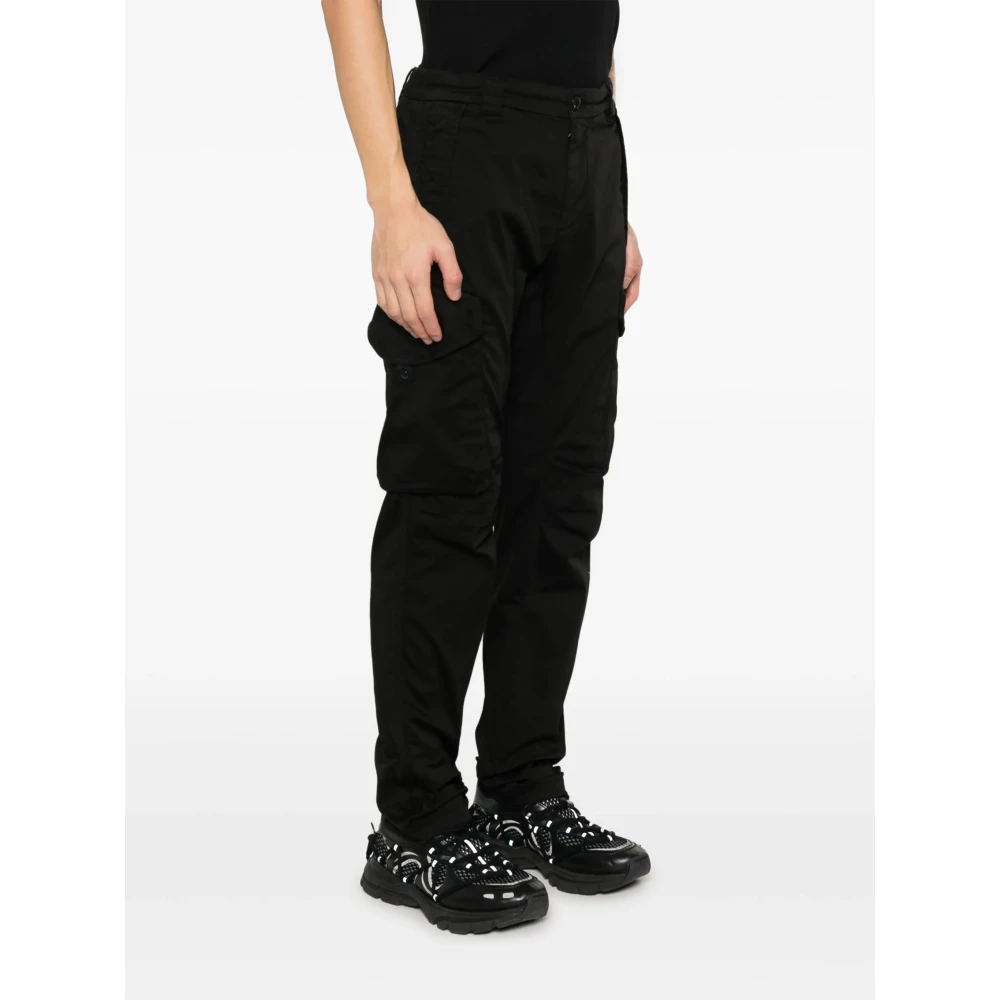 C.P. Company Zwarte Cargo Broek met Drukknoopsluiting Black Heren