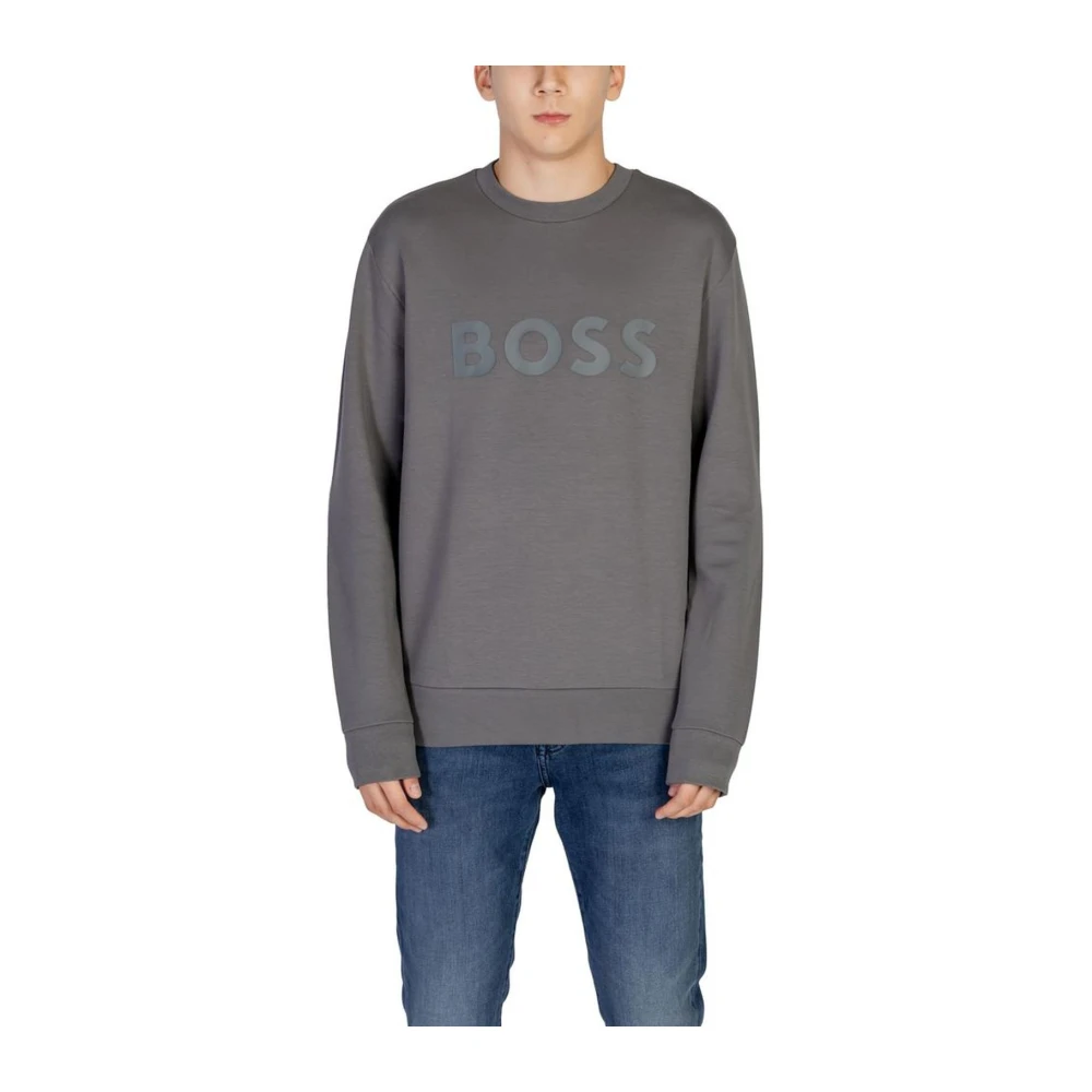 Hugo Boss Katoenen trui met elastaanmix Gray Heren