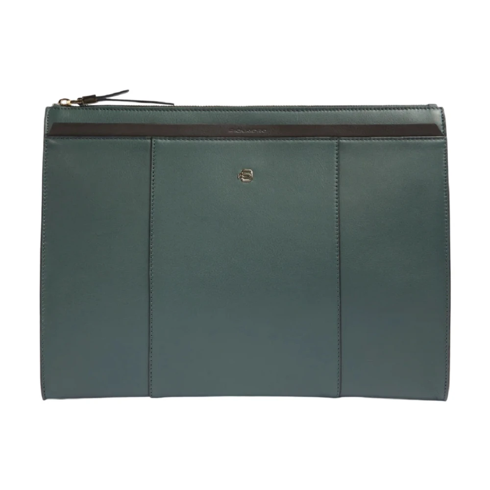 Piquadro Grön Läder Laptop Sleeve Väska Green, Dam