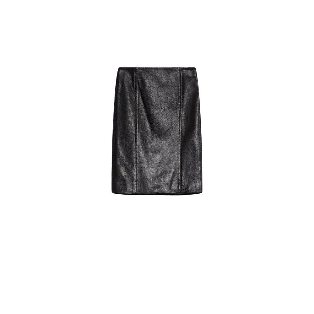 SPORTMAX Luxe leren rok Fennec Black Dames