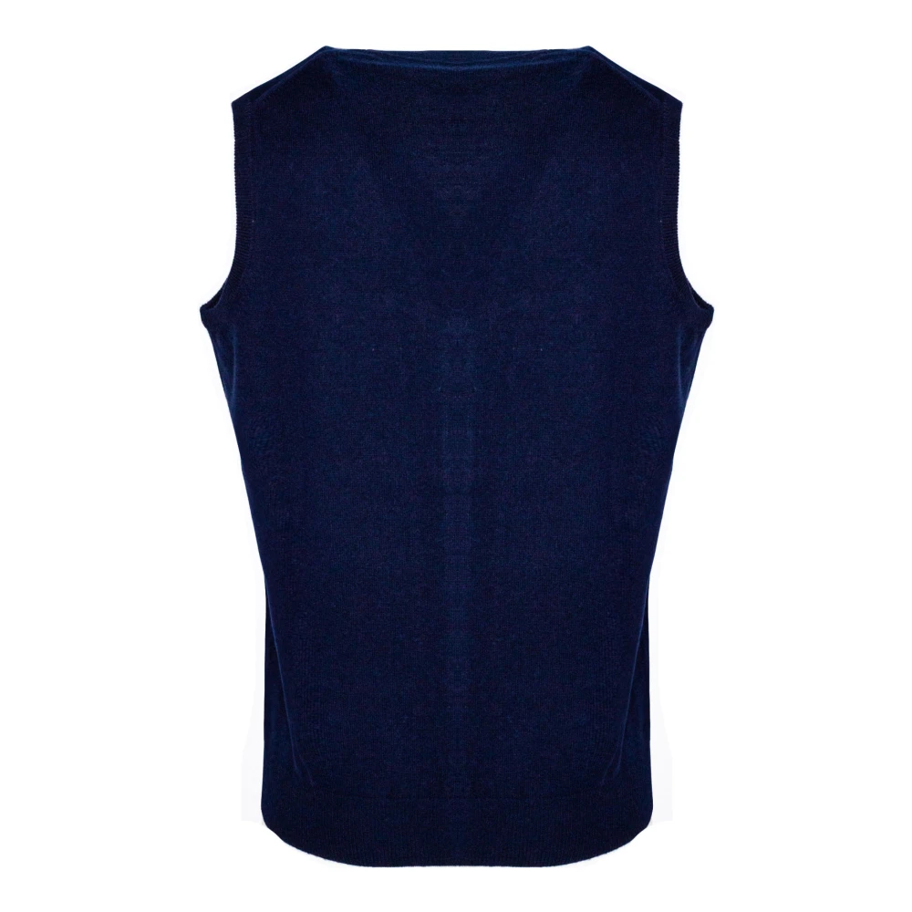 Kangra Blauw Wol Kasjmier Blend Vest Blue Heren