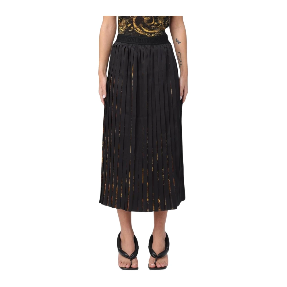 Versace Jeans Couture Women's Black Midi Skirts, S, Pleated Midi Skirt