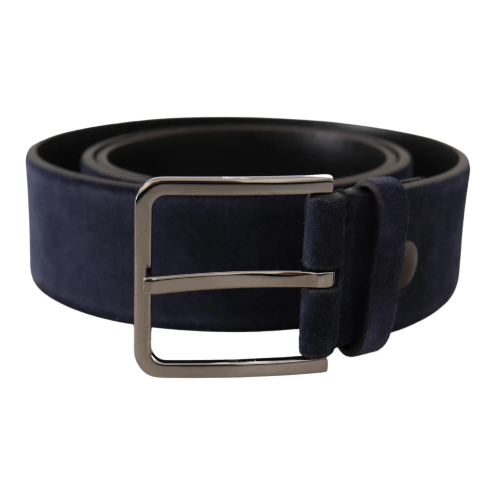 Dolce & Gabbana Marine Elegant Fluweel Leren Riem Blue Heren