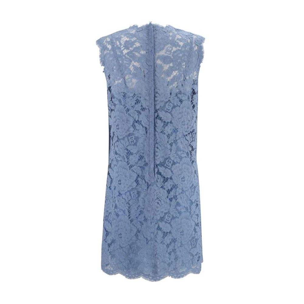 Dolce & Gabbana Gaatjes Kant Jurk met Symmetrische Zoom Blue Dames