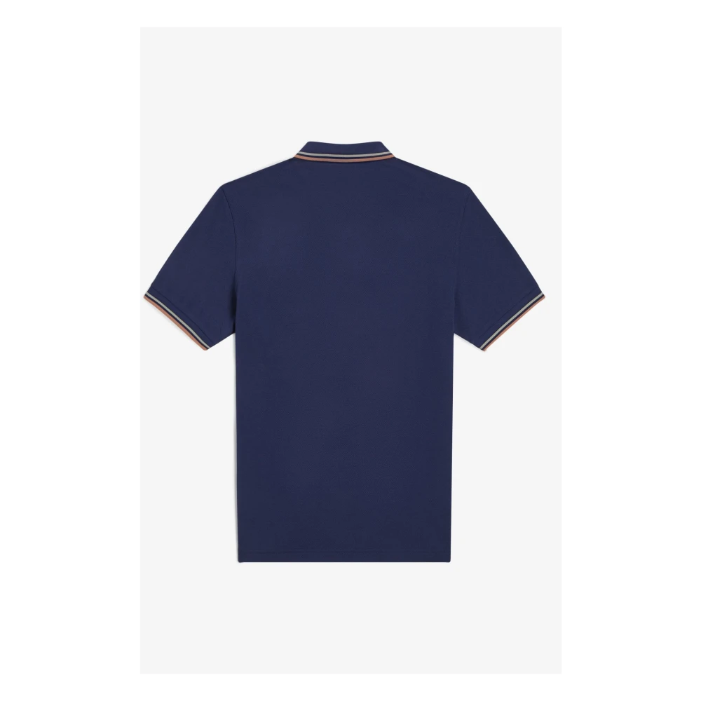 Fred Perry Slim Fit Twin Tipped Polo in French Navy Seagrass Light Rust Blue Heren