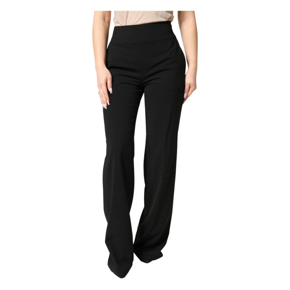 Just Cavalli Black High Waist Straight Trousers - Female - Wide Trousers - W26 - Trousers