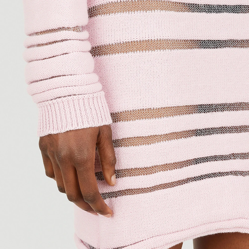 Louise Lyngh Bjerregaard Doorschijnende Panel Gebreide Rok Pink Dames