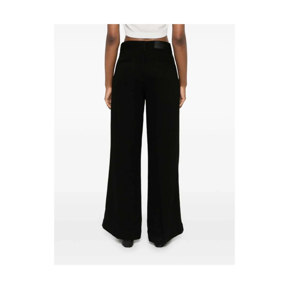7 For All Mankind Zwarte Textuur Denim Wijde Pijp Jeans Black Dames