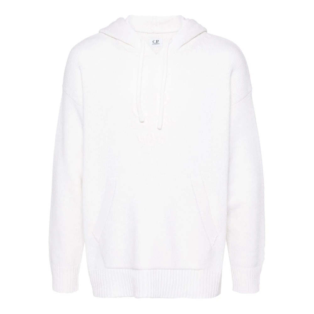 C.P. Company Hoodie van lamswol met kangoeroezak White Heren