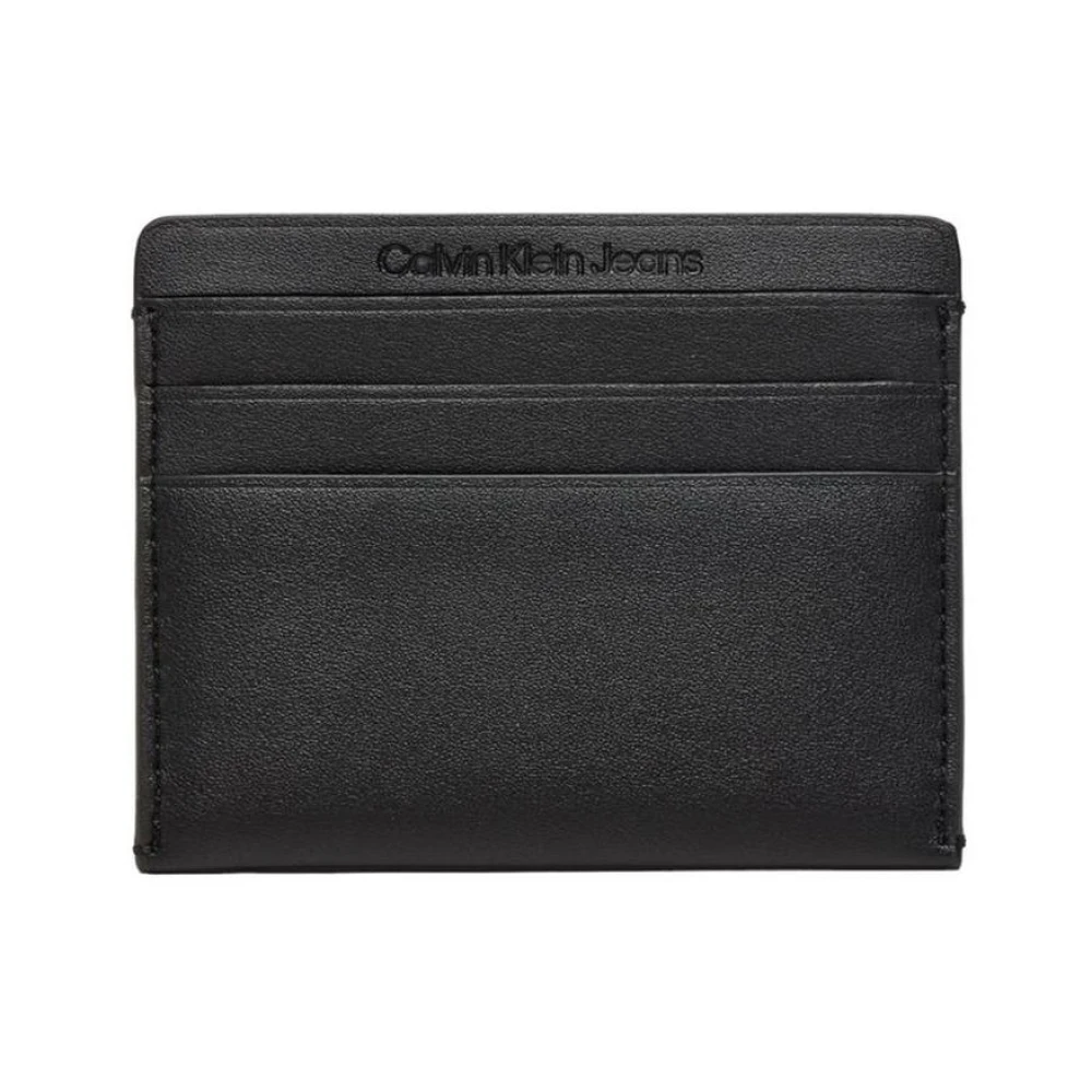 Calvin Klein Jeans Zwarte Monogram Kaarthouder Portemonnee Black Dames