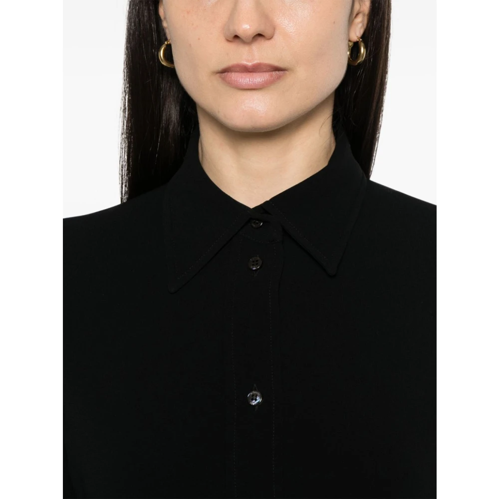 Alberto Biani Zwarte Overhemd Klassieke Knoopsluiting Black Dames