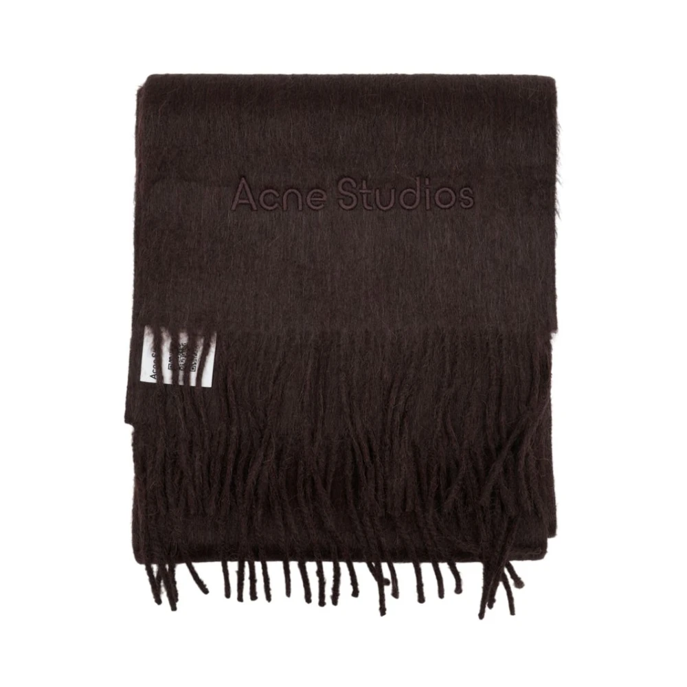 Acne Studios Unisex Brown Alpaca Wool Logo Scarf