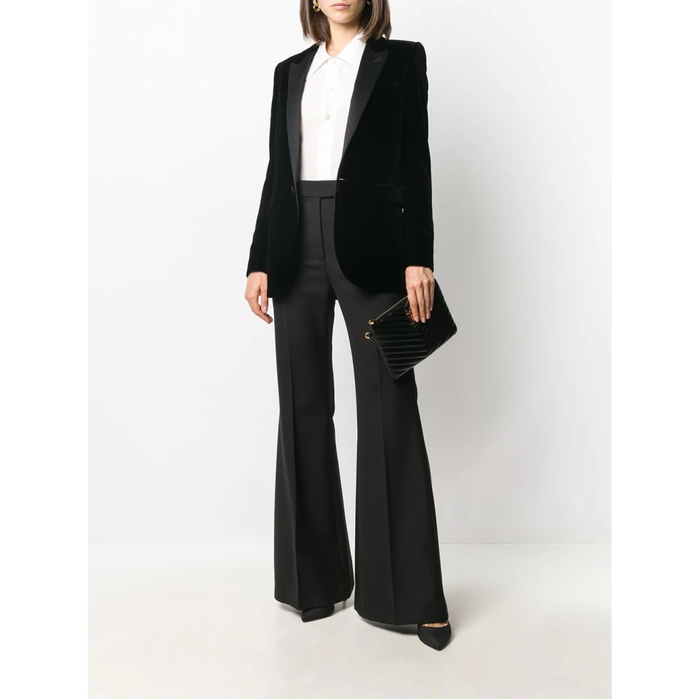 Saint Laurent Zwart Fluwelen Smokingjasje Black Dames