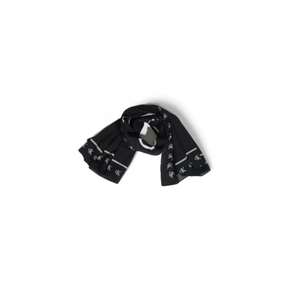 Calvin Klein Organisch Katoen Logo Sjaal Collectie Black Dames