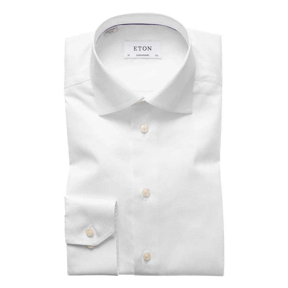 Eton Twill Skjorta - Mångsidig Stil White, Herr