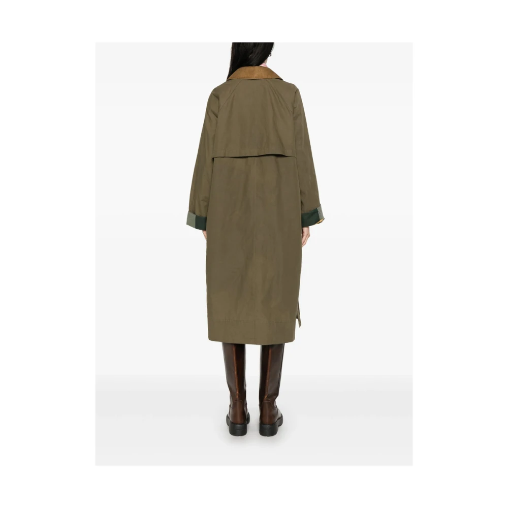 Barbour Groene Mos Jas met Corduroy Kraag Green Dames