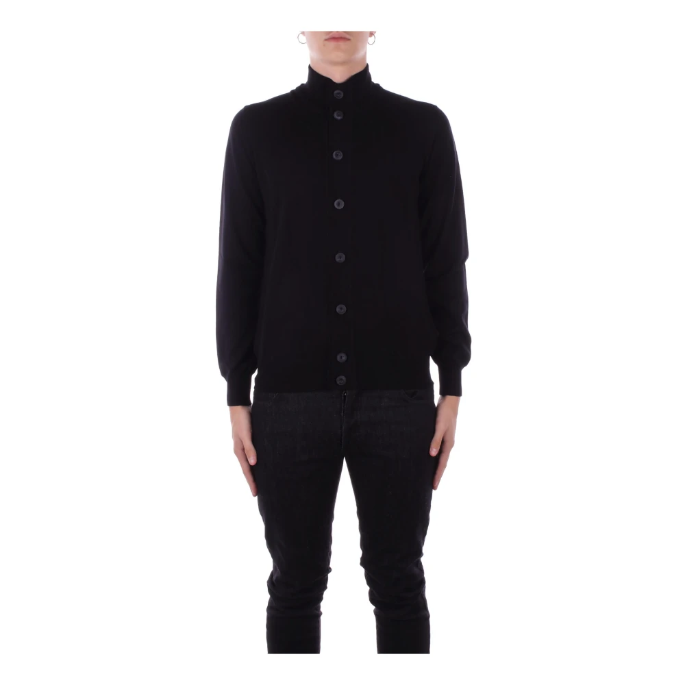 Alpha Studio Zwarte Cardigan Trui Knoopsluiting Black Heren