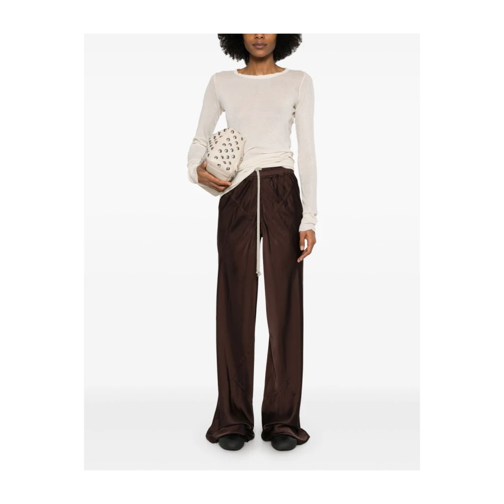 Rick Owens Wide Leg Satin Broek Brown Dames