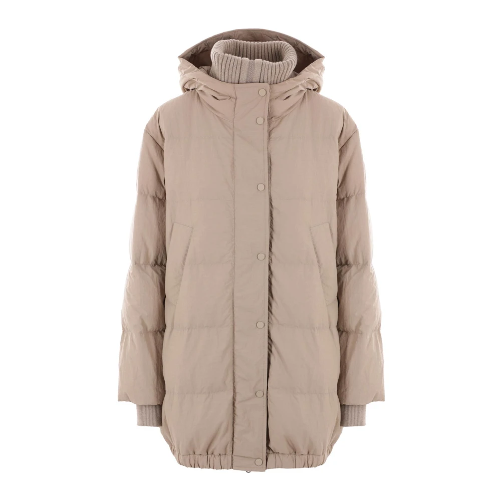 BRUNELLO CUCINELLI Gewatteerde jas met capuchon Beige Dames