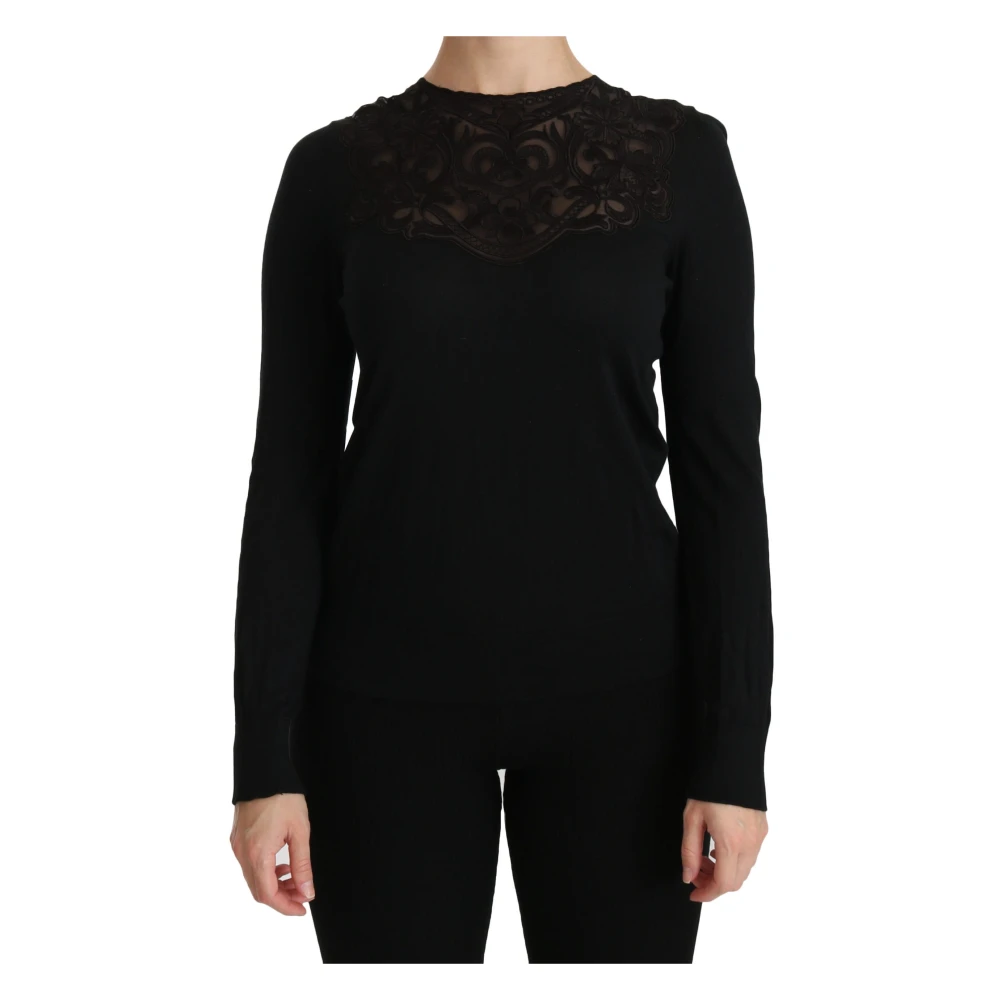 Dolce & Gabbana Women's Black Luxury Silk Lace Blouse