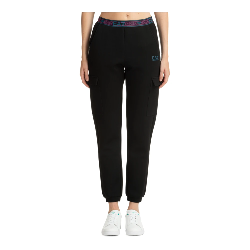 Emporio Armani EA7 Elastische Taille Logo Sweatpants Black Dames