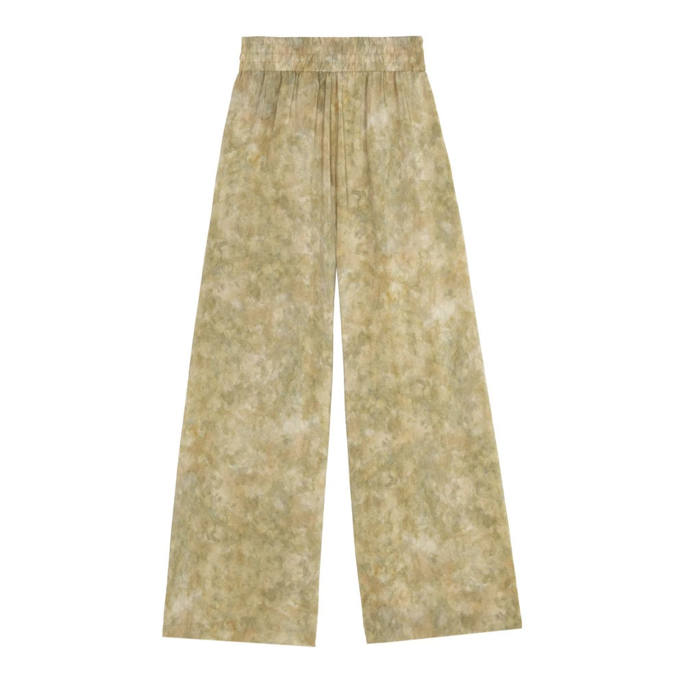 Cortana Zijden Wijde Broek Bloemenprint Green Dames