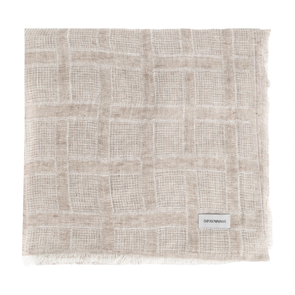 Emporio Armani Beige Scarves, Female, One Size, Brushed Linen Scarf With Lurex