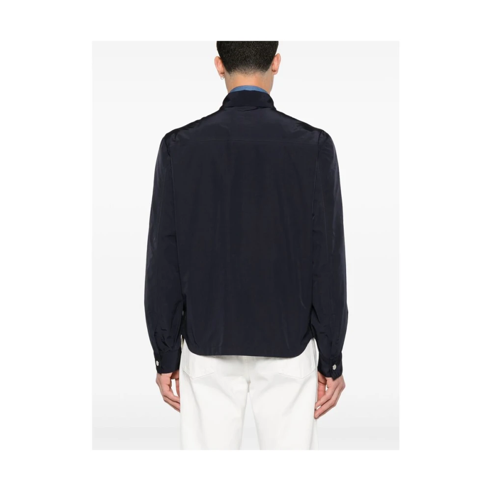 BRUNELLO CUCINELLI Navy Blue Buitenkleding met drukknoopsluiting Blue Heren