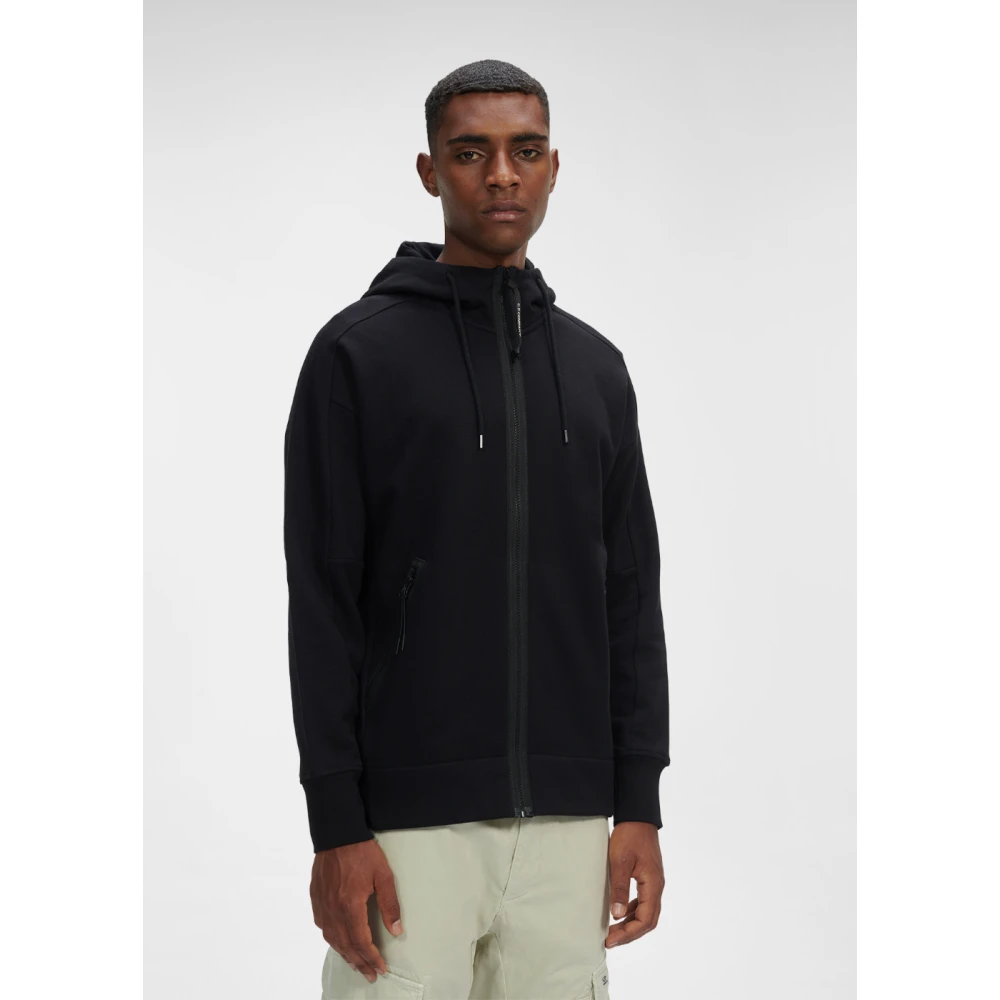 C.P. Company Zwarte rits hoodie met bril Black Heren