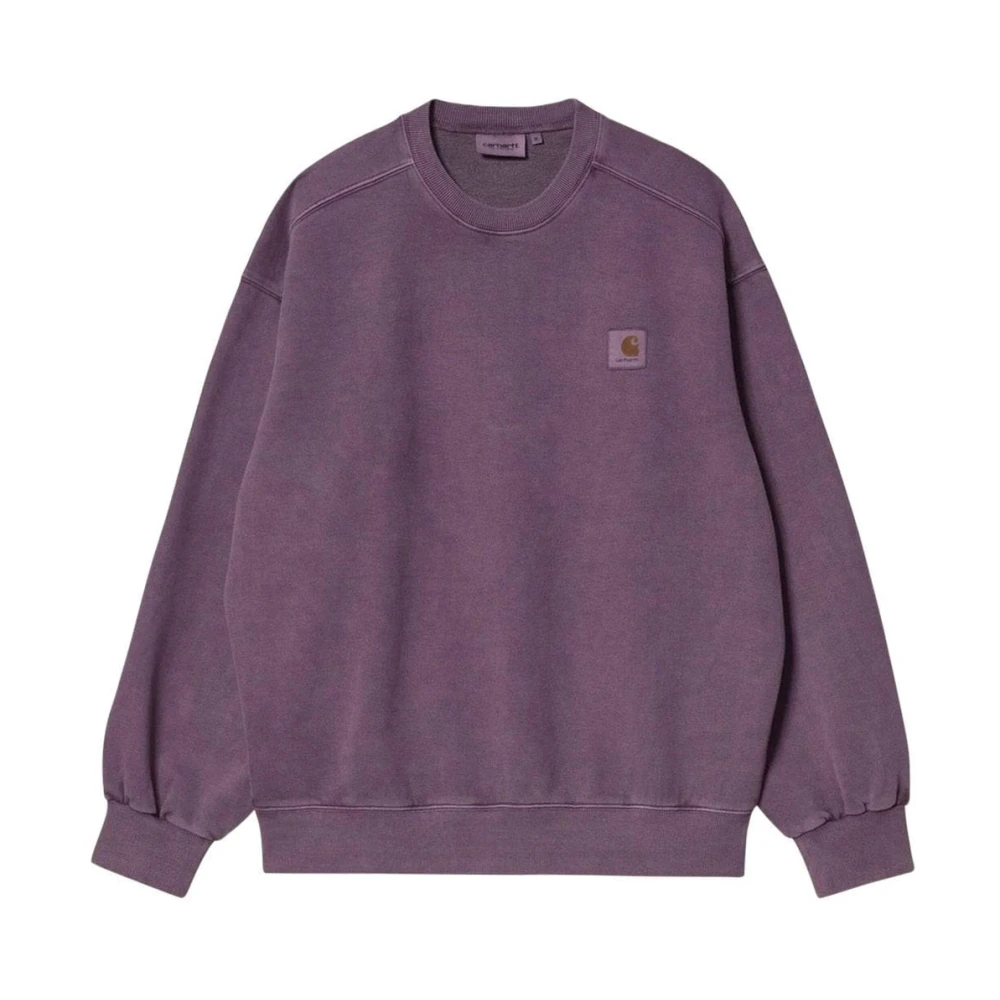 Carhartt WIP Katoenen Crew Neck Sweater met Logo Purple Heren