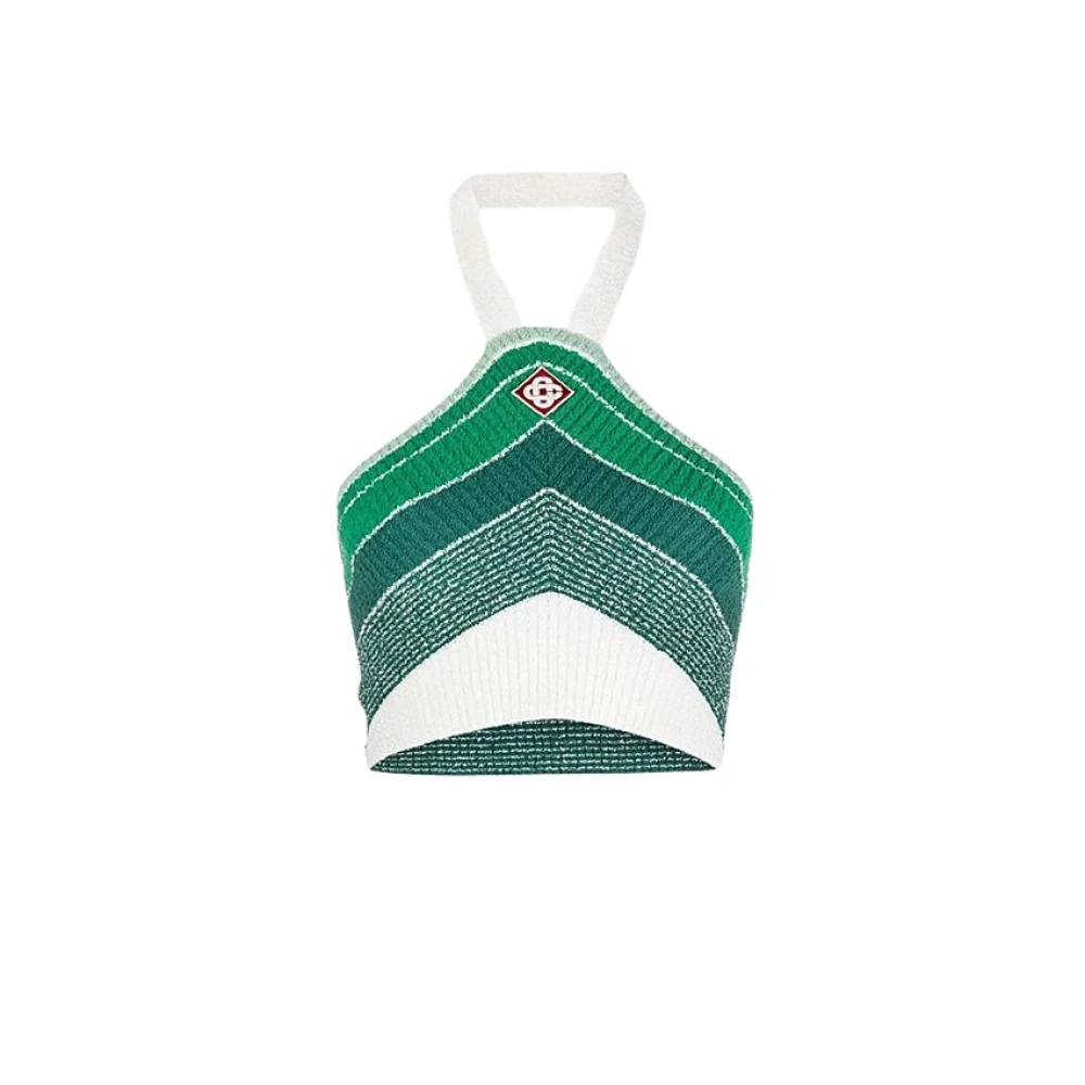 Casablanca Witte Chevron Gebreide Haltertop Green Dames
