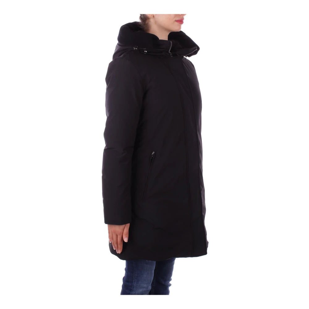 Woolrich Zwarte Jassen met Logokraag Black Dames