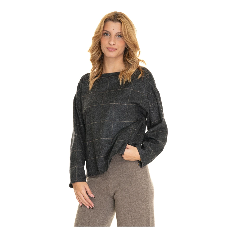 Emporio Armani Wollen geruite tuniek met rits Gray Dames