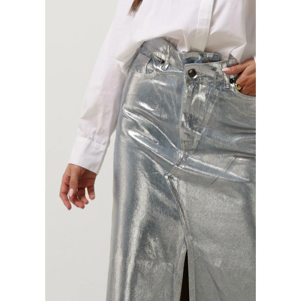 Co'Couture Foil Denim Rok Gray Dames