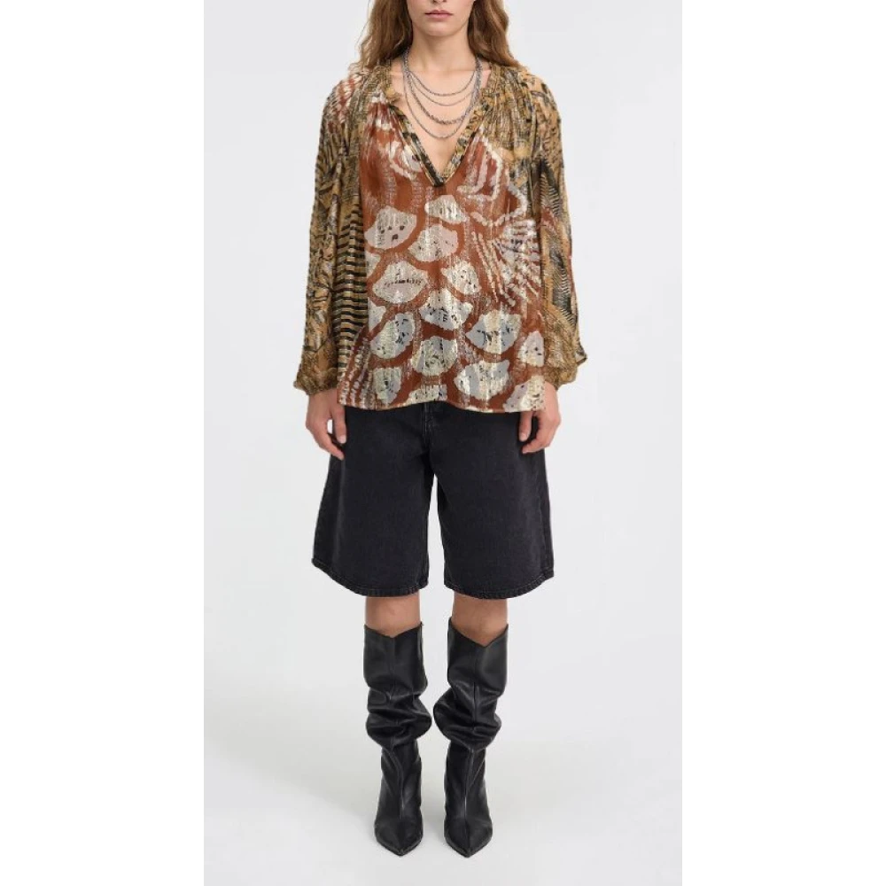 Mes Demoiselles Layla Viscose Lamé Blouse Brown Dames