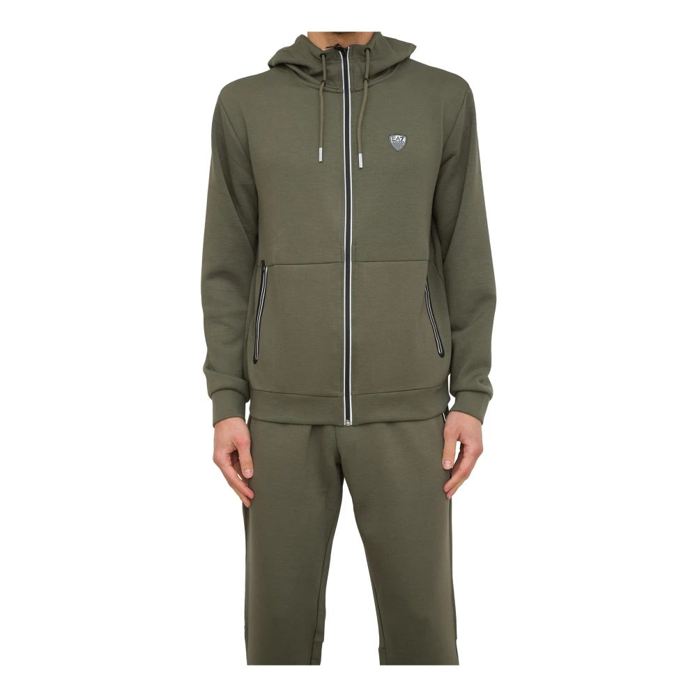 Emporio Armani Ea7 Uomo Verde Felpa Con Zip