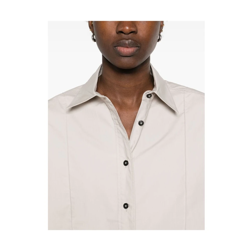 Remain Birger Christensen Grijze Button-Up Shirt met Box Pleat Beige Dames