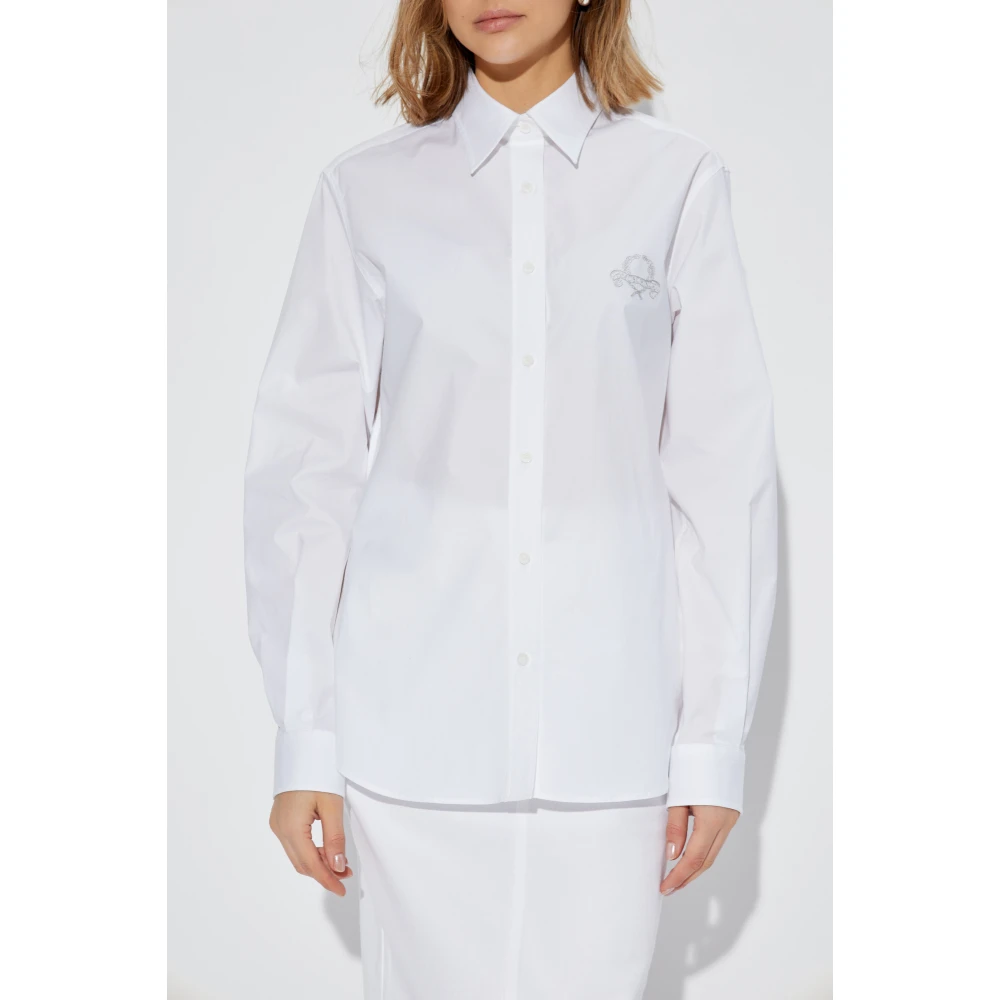 Moschino Katoenen shirt met geborduurd logo White Dames