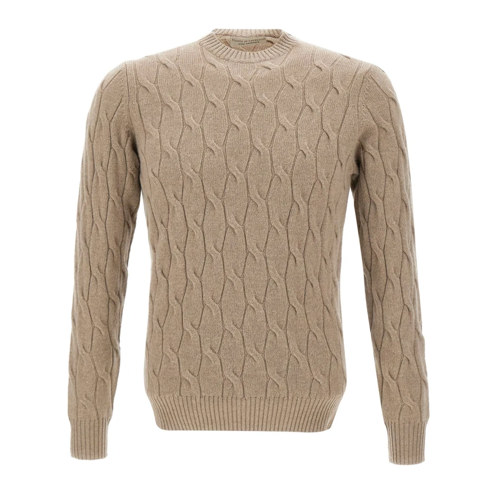Filippo De Laurentiis Heren Wol Kasjmier Trui Duif Grijs Beige Heren