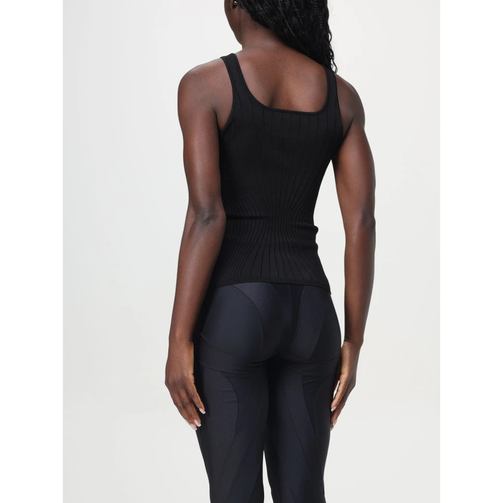 Mugler Zwarte Gebreide Tanktop met Sculptuureffect Black Dames