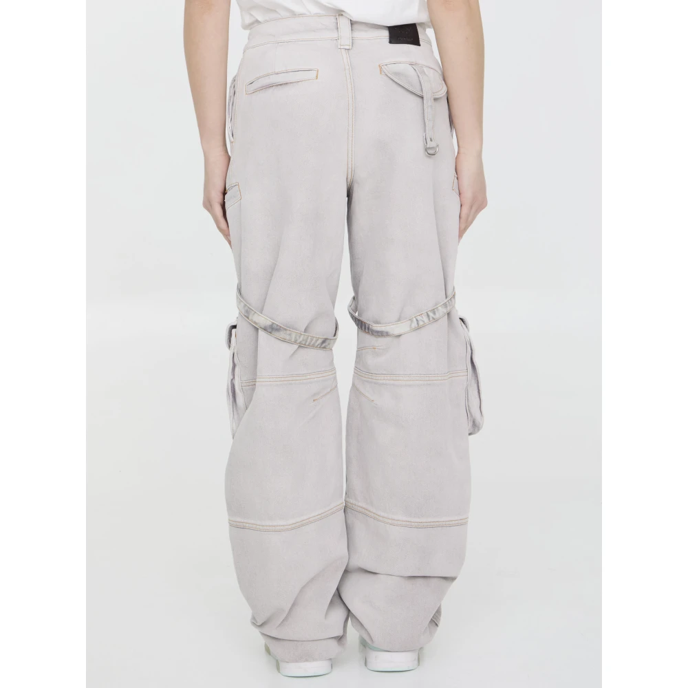 Off White Lila Cargo Jeans met Harnas Details White Dames