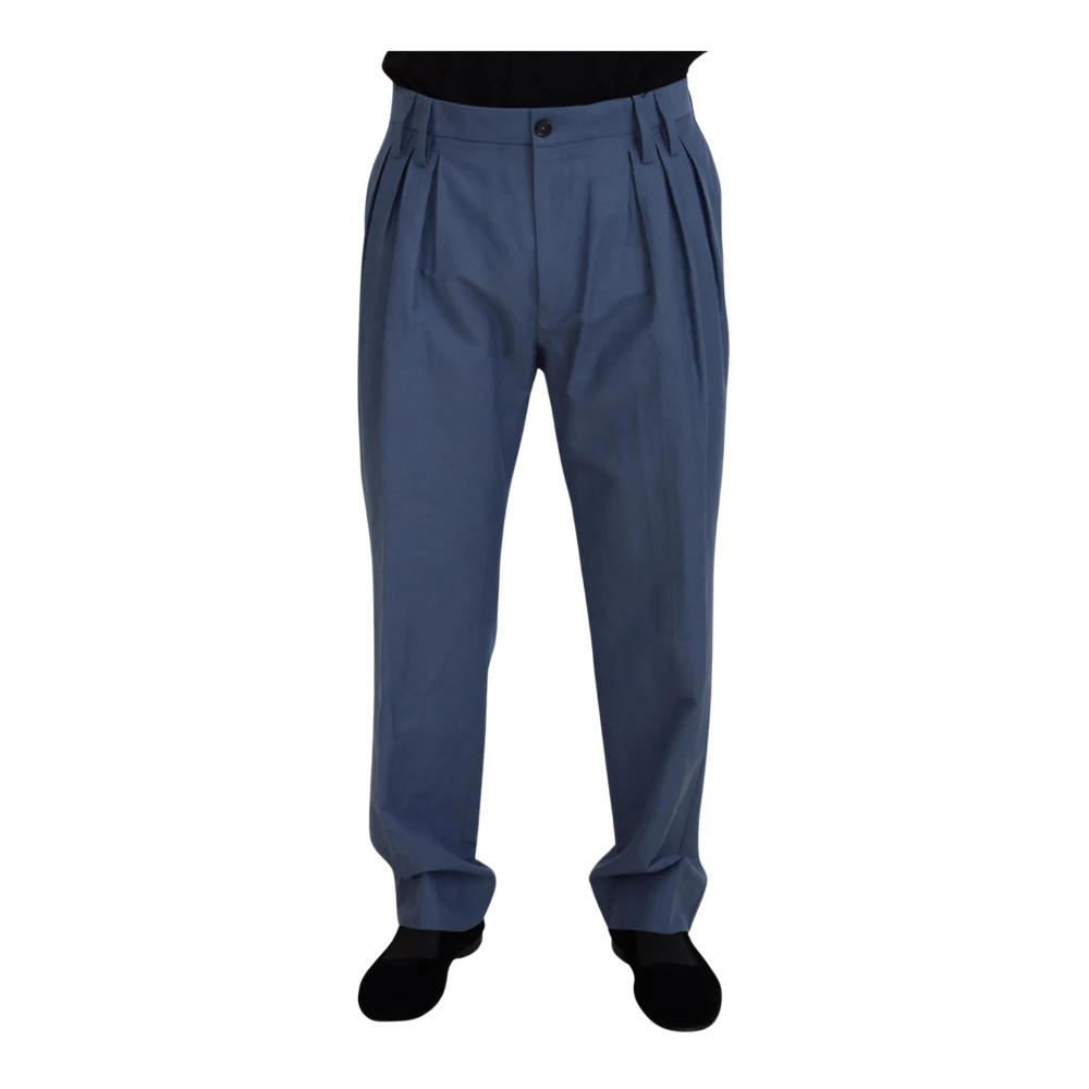 Dolce & Gabbana Men's Blue Stunning Linen-Cotton Pants